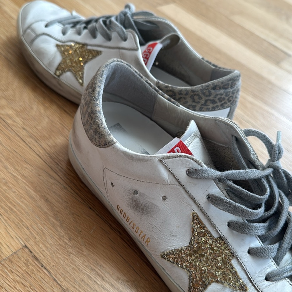 Golden goose gold star and cheetah print size 41